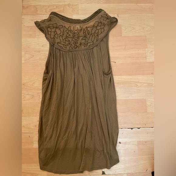 ANTHROPOLOGIE ETT TWA sparkling Bellini Tan Beaded Top Tie Front Sz L Women AC8 - Picture 4 of 4